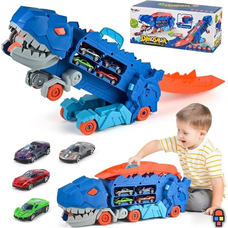 circuit voiture enfant dinotruck avaleur principale