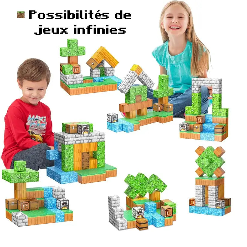 Jeu construction magnétique pixel enfant