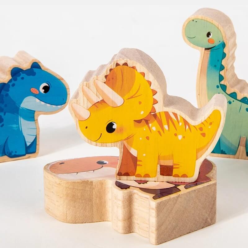 jeu de construction en bois dinobalance orange