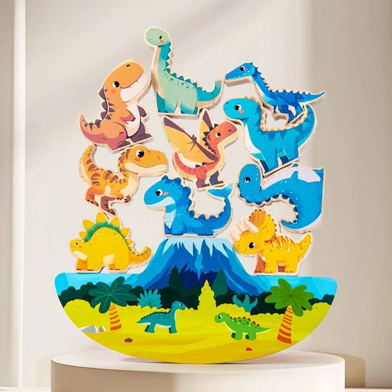 jeu de construction en bois dinobalance tour