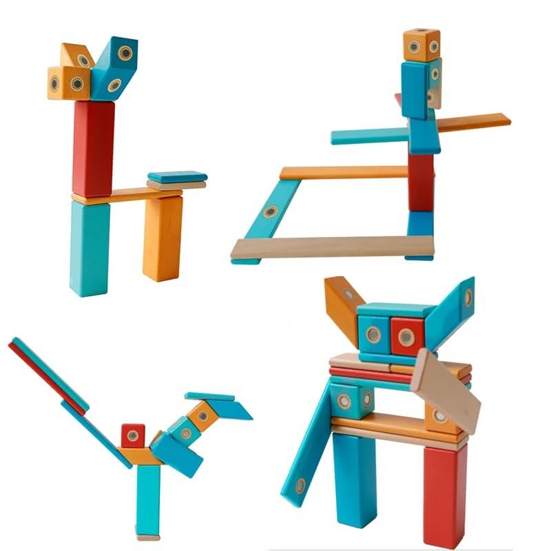 Jeu de construction en bois avec aimant MagniWood personnage