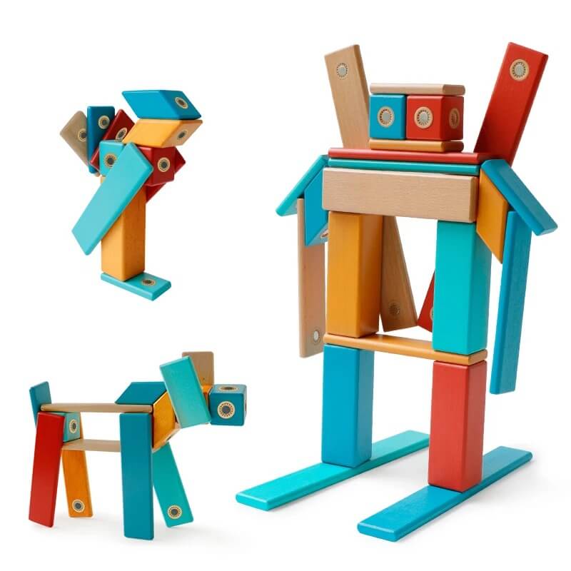 Jeu de construction en bois avec aimant MagniWood robot