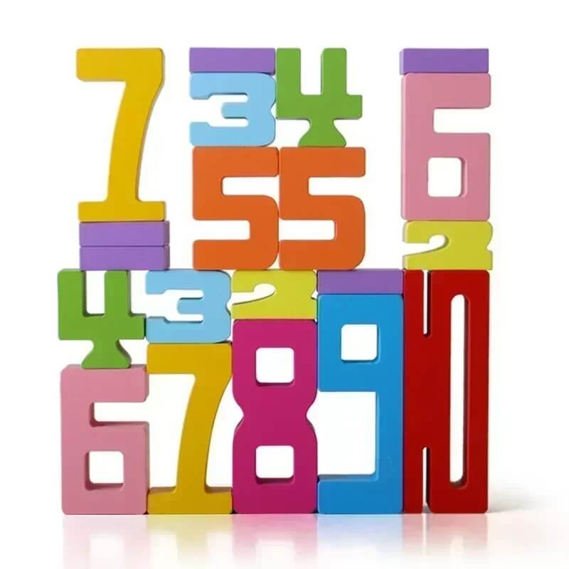 Jeu de construction en bois chiffres poser