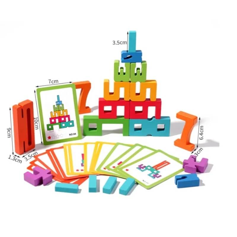 Jeu de construction en bois chiffres pyramide