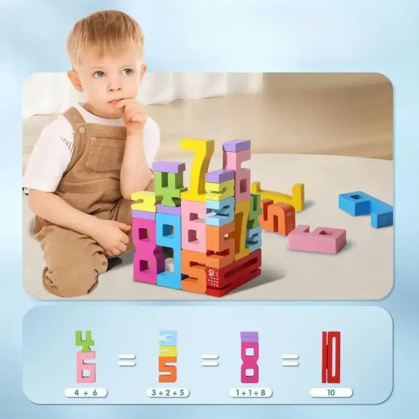 Jeu de construction en bois chiffres reflechi