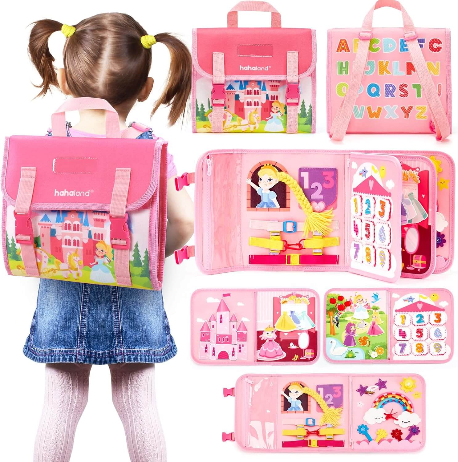 busy board montessori Cartable rose