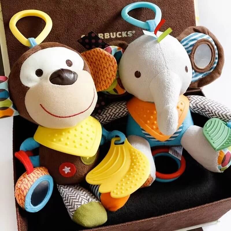 doudou bebe calin partout elephant et singe