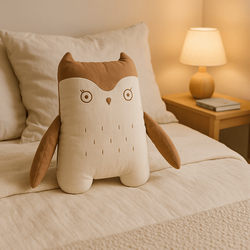 doudou bebe coussin animaux hiboux