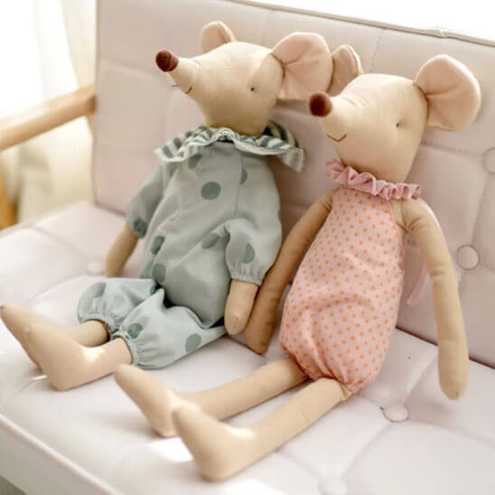 doudou bebe marcel et lili souris duo assis