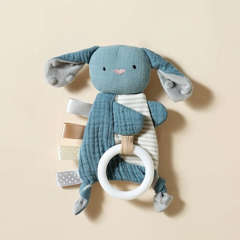 doudou bebe mordidou lapin tuquoise