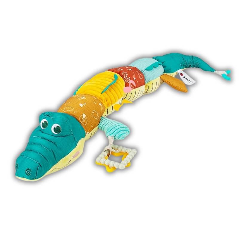 doudou bébé multi sensoriel crocodile