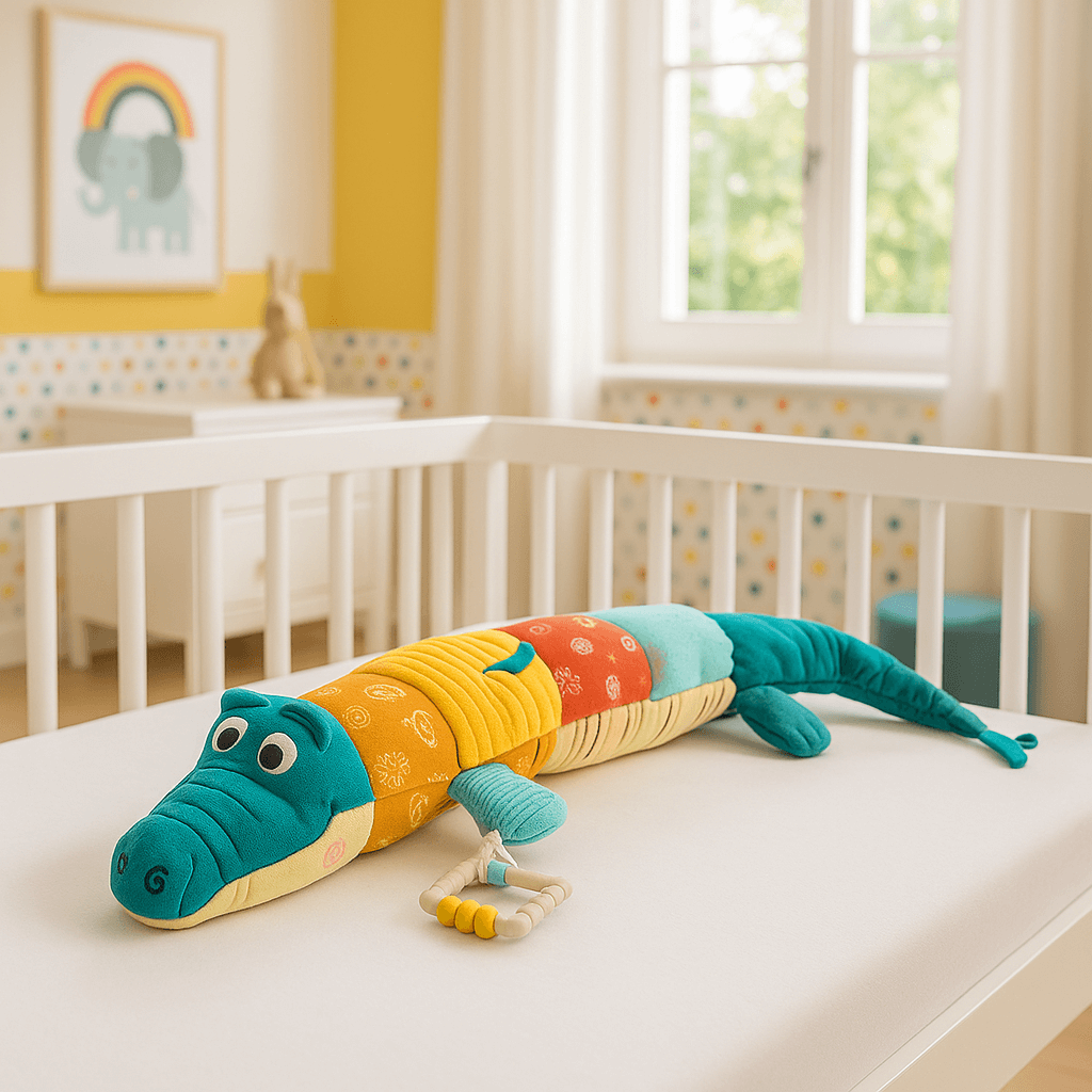doudou bebe crocodile vert