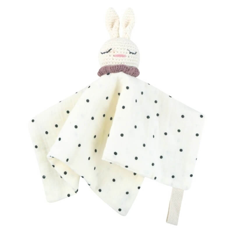 doudou lapin crochinou blanc à pois