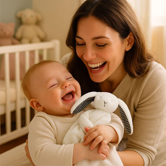 doudou lapin ninoo bébé avec maman