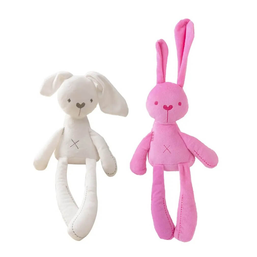 doudou lapin rose et blanc