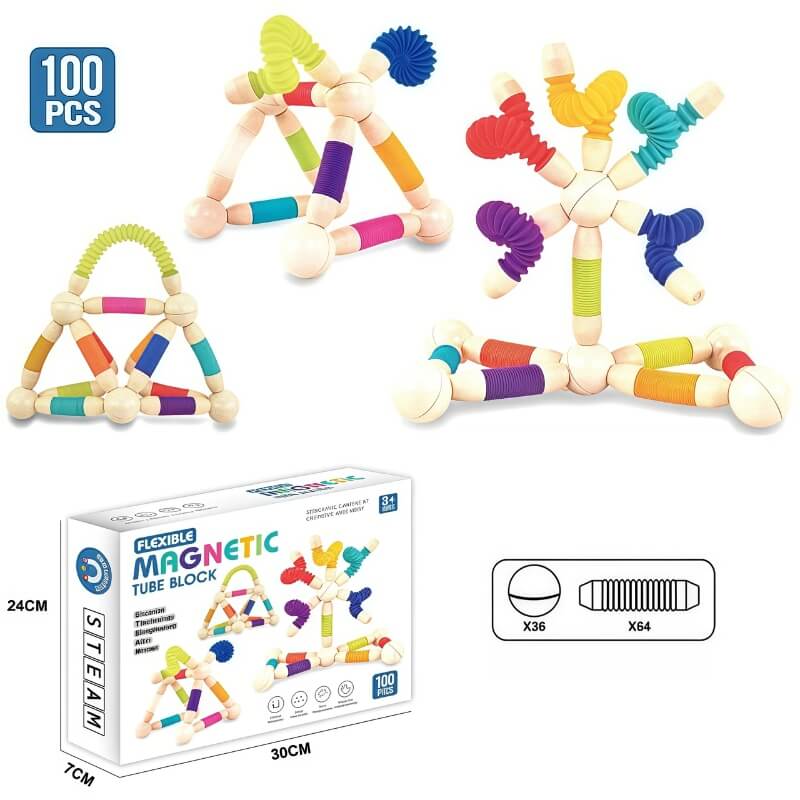 Jeu construction magnétique FlexiBlocs 100pcs
