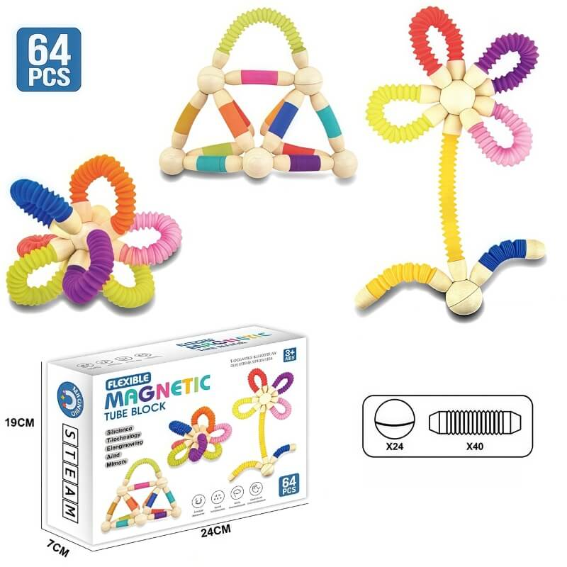 Jeu construction magnétique FlexiBlocs 64pcs