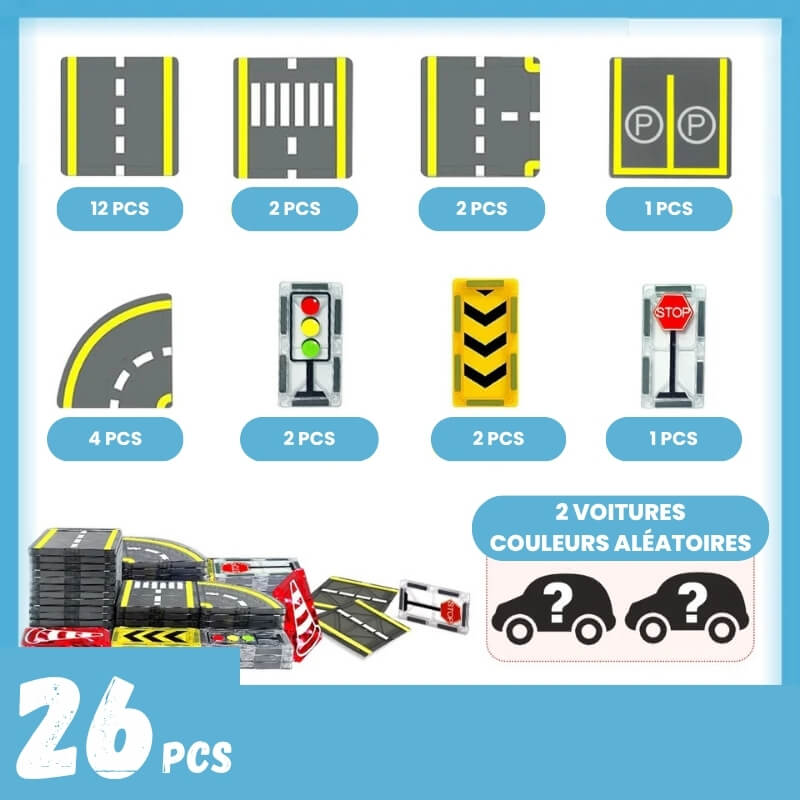 jeu construction magnetique magnetiroute 26pcs