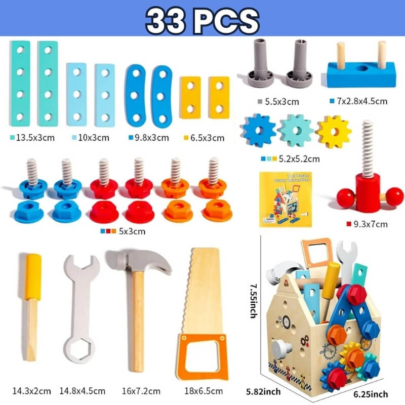 jeu de construction en bois boulons 33 pcs