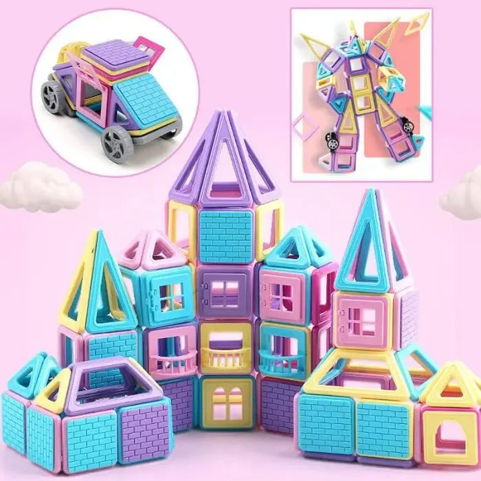 Jeux de construction magnétique MagnetiDouceur rose