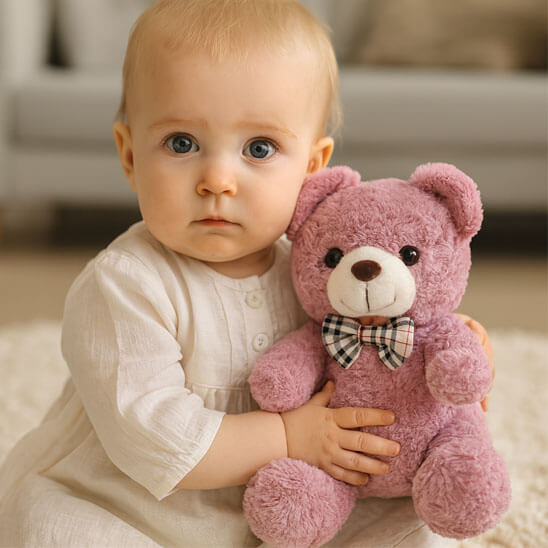 ours en peluche petite oursonne mauve clair