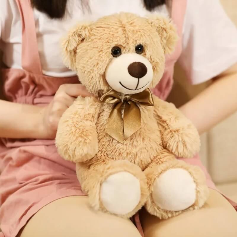 ours en peluche avec nœud brun clair fille