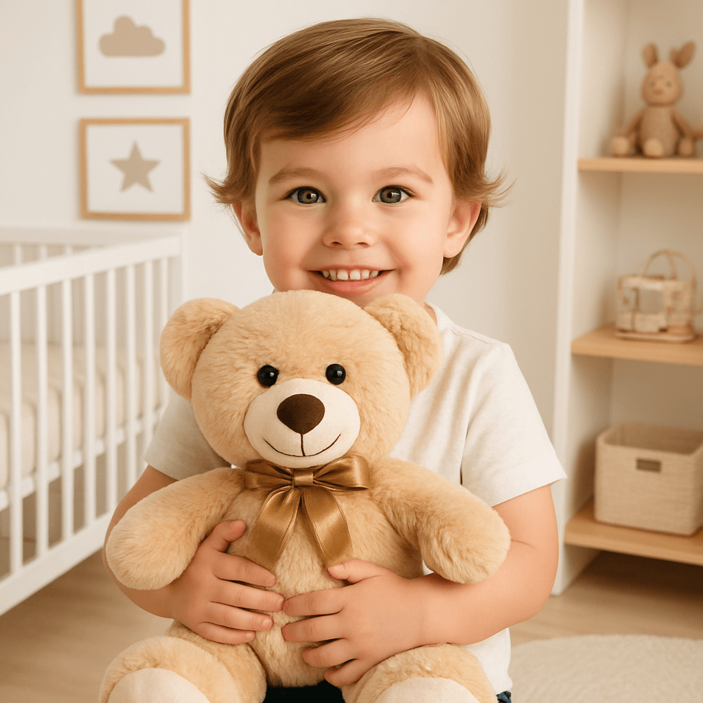 ours en peluche brun claire noeud