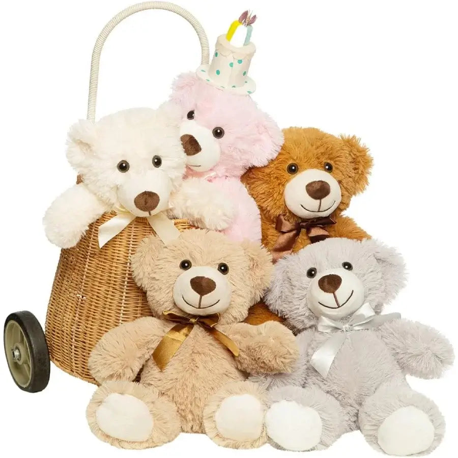 ours en peluche avec nœud dans panier