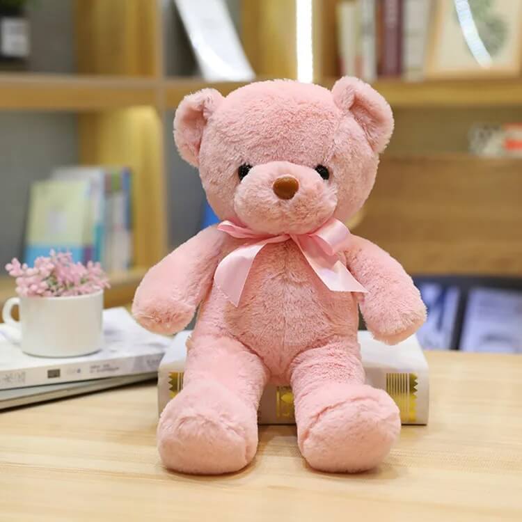 ours en peluche noeunoeu rose clair