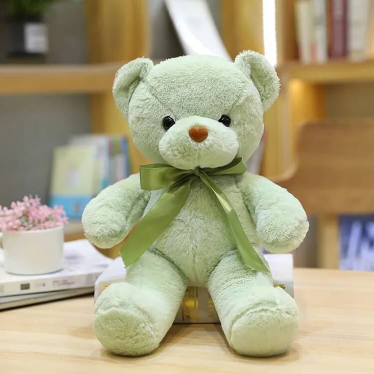 ours en peluche noeunoeu vert