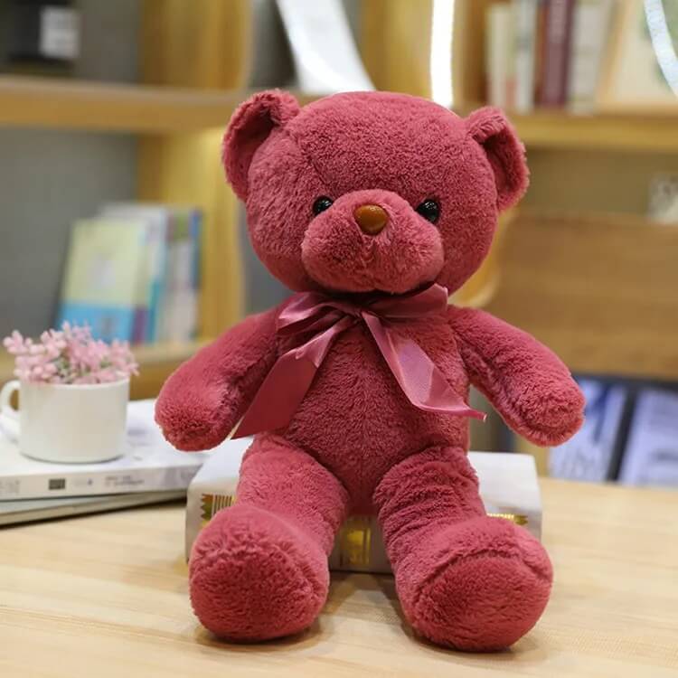 ours en peluche noeunoeu rose foncé