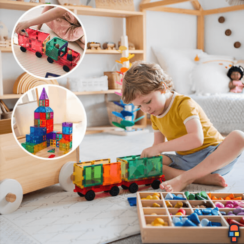 Jeu de construction magnétique enfant joue