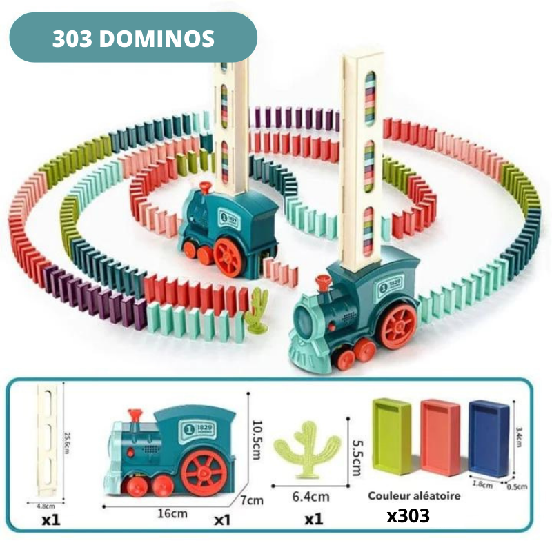 Jeux de construction avec domino 303pcs bleu