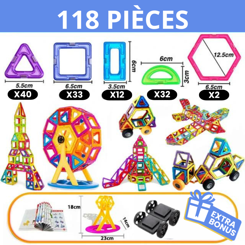 Bloc de Construction Magnétique Enfant 108 Pièces, Mini Jeux