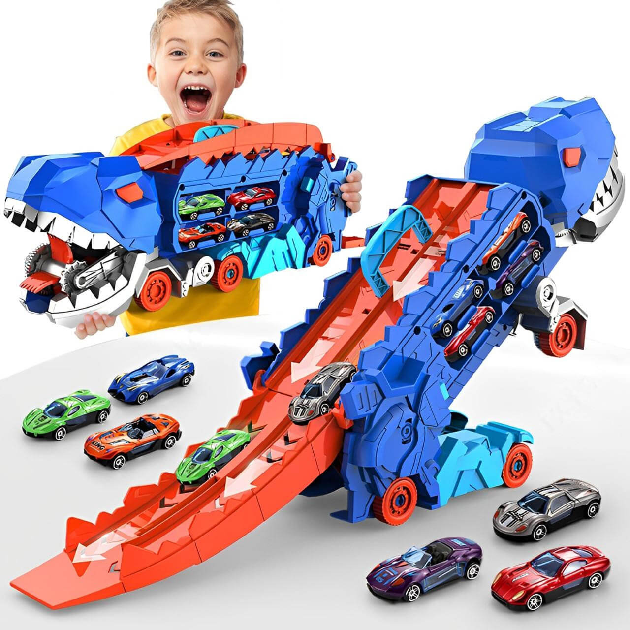 circuit voiture enfant dinotruck avaleur garcon