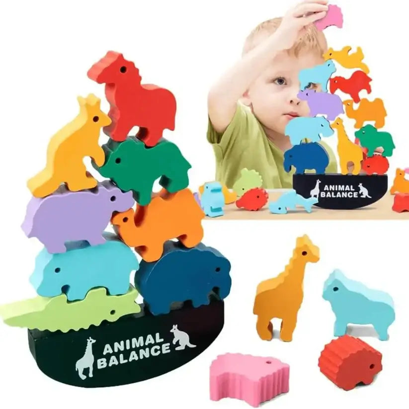 Jeu de construction en bois ÉquiliZoo enfant