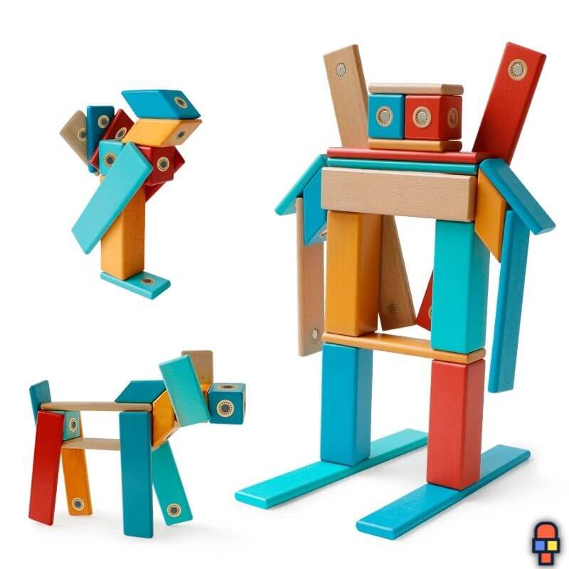 Jeu de construction en bois avec aimant MagniWood principale