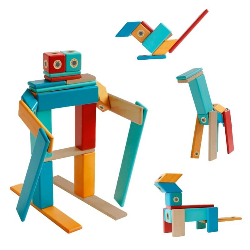 Jeu de construction en bois avec aimant MagniWood ski