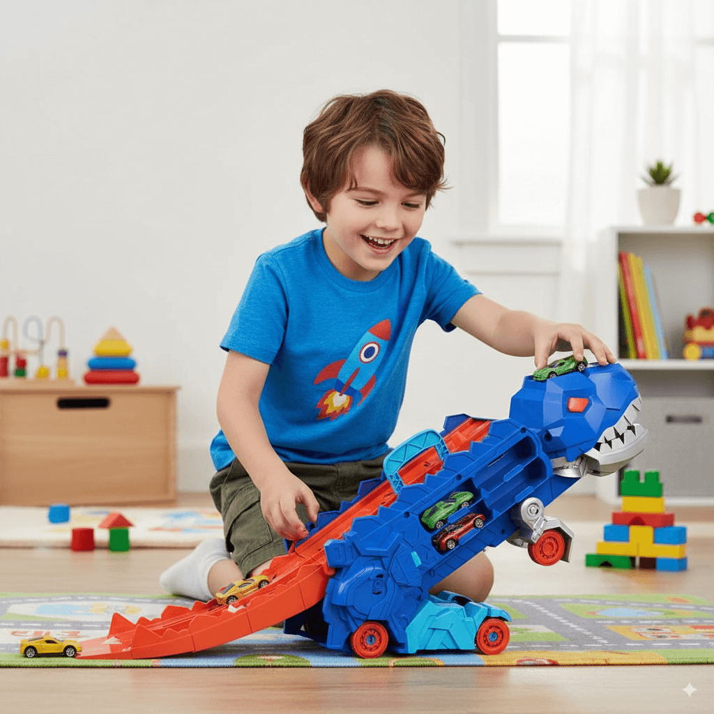 circuit voiture enfant dinosaure