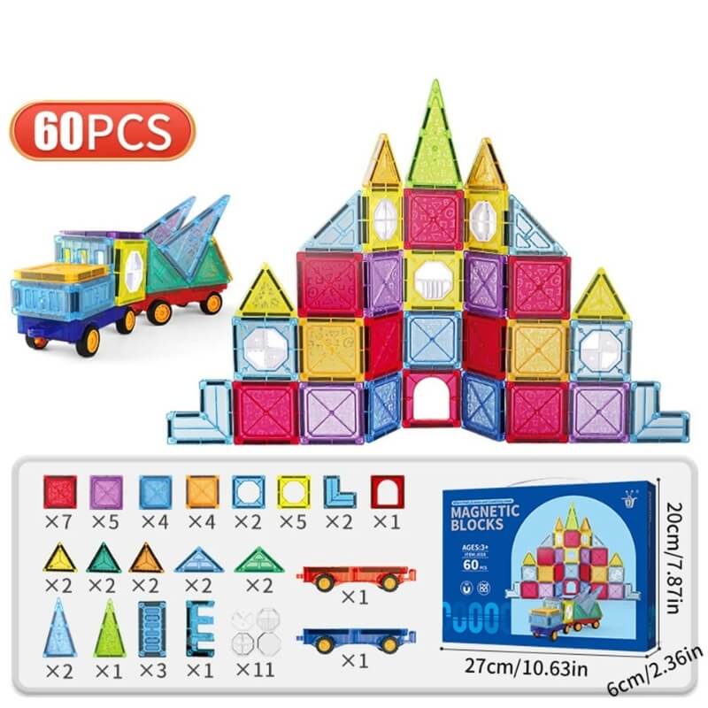 jeu construction magnétique magnetimonde 60pcs