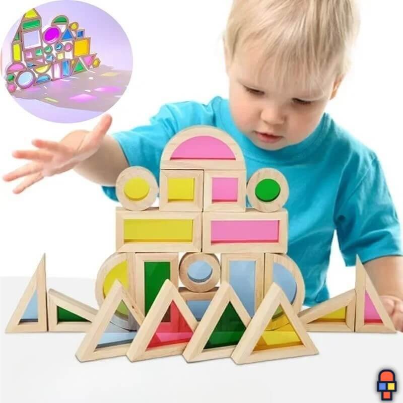 Jeu de construction en bois LumiBlocs enfant