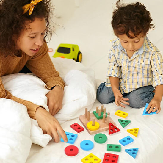 jeu de construction en bois tri malin bebe maman