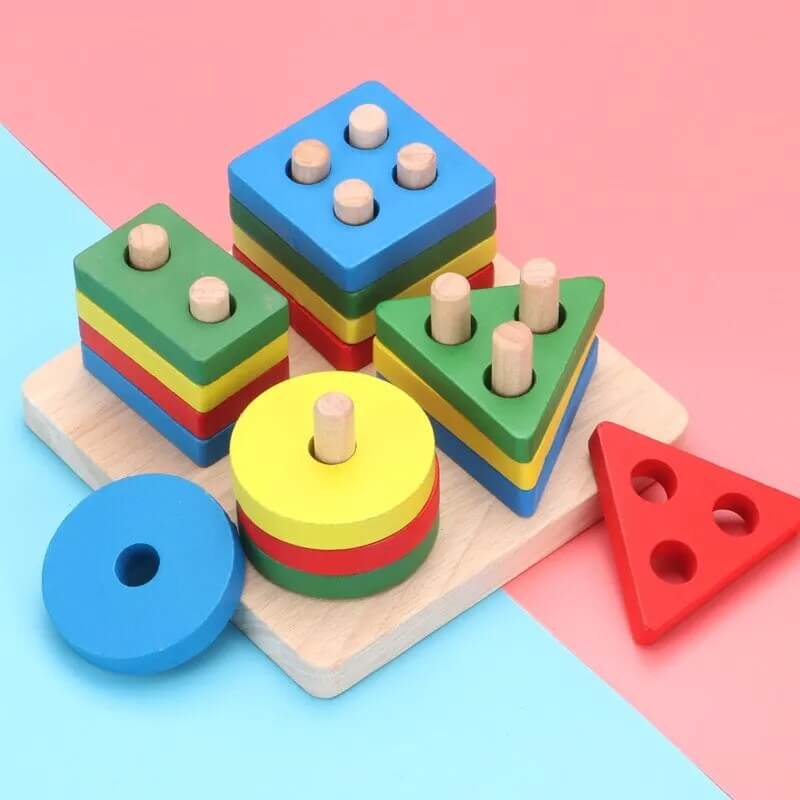 jeu de construction en bois tri malin couleur