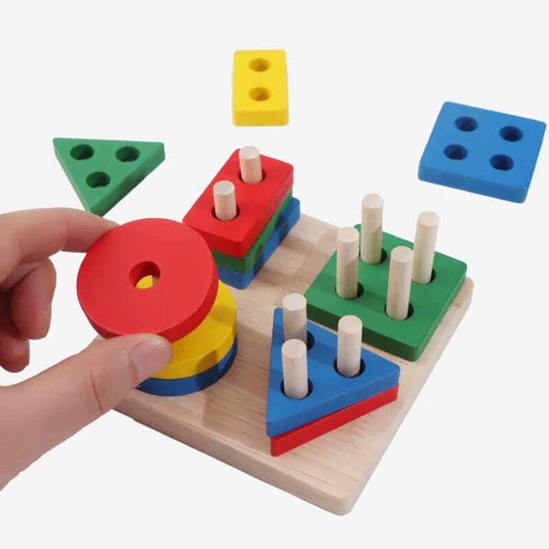 jeu de construction en bois tri malin main