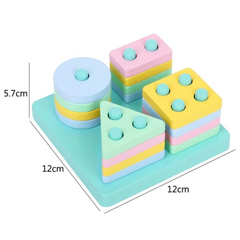jeu de construction en bois tri malin pastel