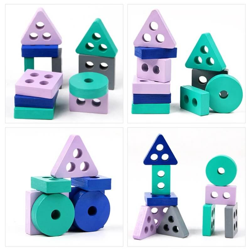 jeu de construction en bois tri malin violet