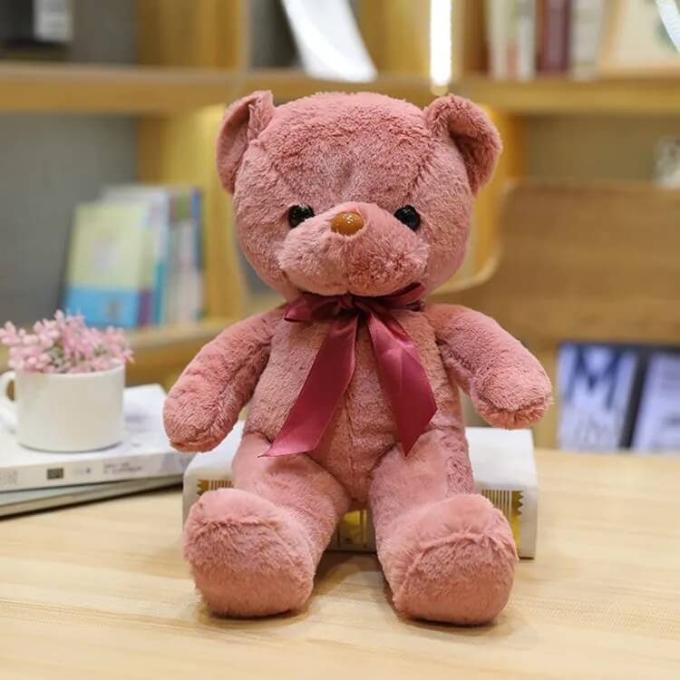 ours en peluche noeunoeu rose