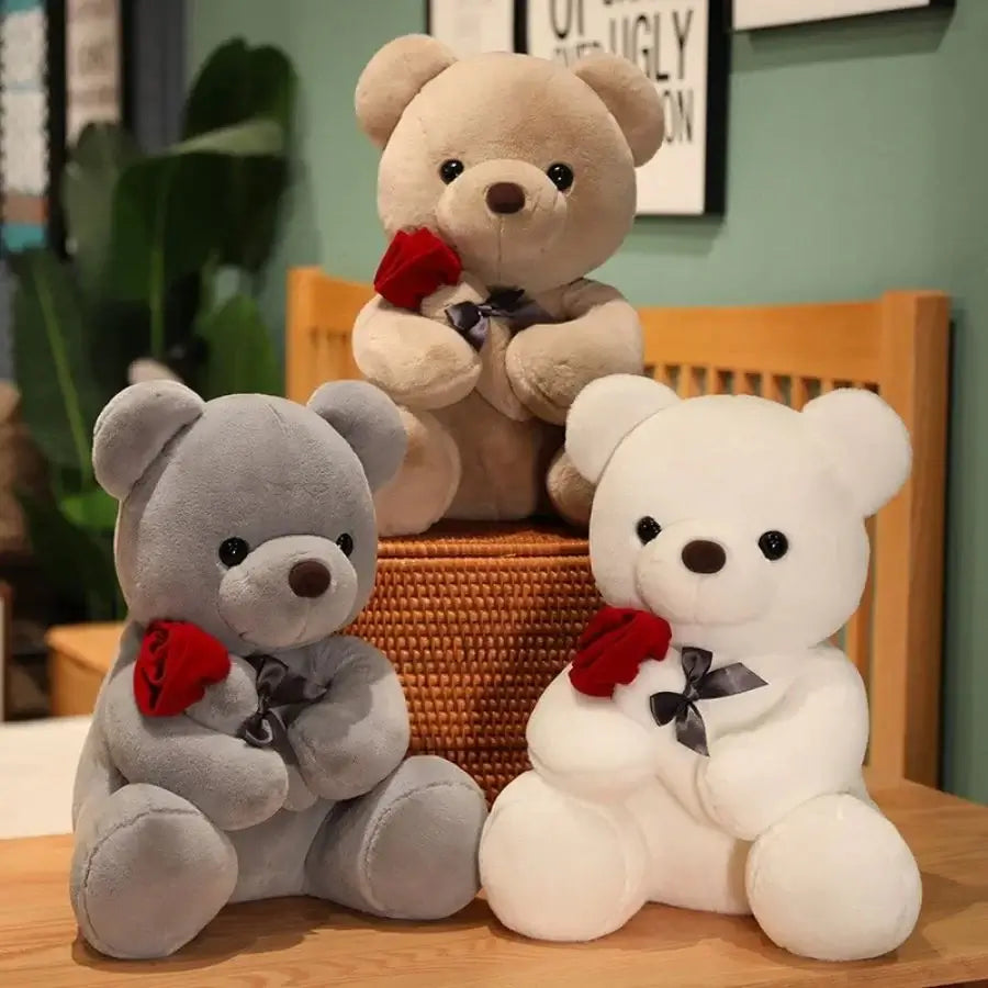 ours en peluche rosinours blanc brun gris